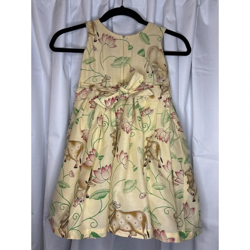 Gorgeous Girl's Pichwai Art Print Frock Dress- Kamal Talia & Holy Cow Motifs